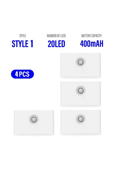 Choice مصباح ليلي ذكي يعمل بالاستشعار، مزود بـ 4 مصابيح LED، قابل للشحن عبر م...