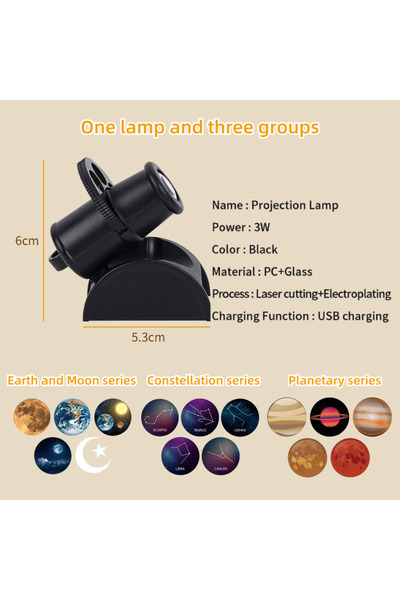 Choice Three groups USB Rechargeable Moon Projection Night Light Planetary Pr...