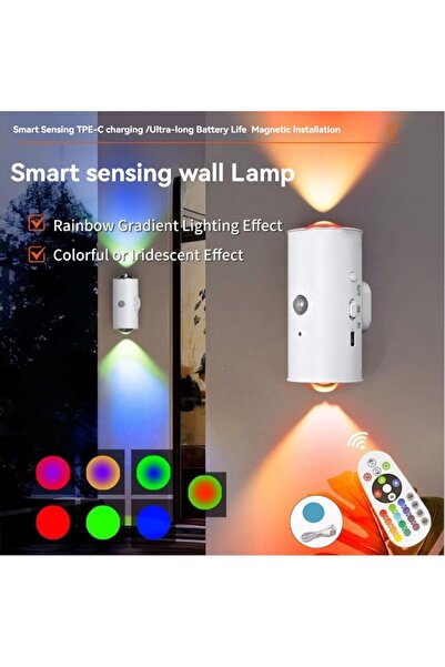 Choice WHITE Smart Sensing LED Wall Lamp RGB Ambient Lighting Rechargeable Ma...