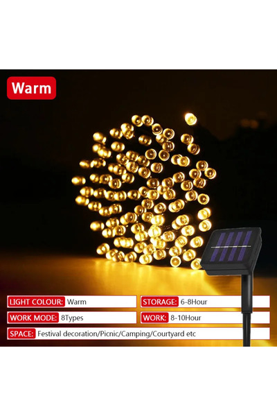 Choice سلسلة إضاءة LED تعمل بالطاقة الشمسية بطول 32 مترًا، مزودة بـ 300 مصباح...