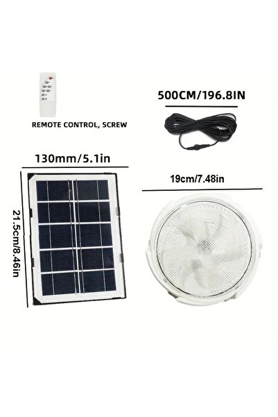 Choice مصباح سقف شمسي بقوة 100 واط، موفر للطاقة، مزود بجهاز تحكم عن بعد، مقاو...
