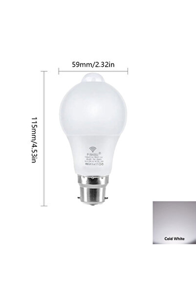 Choice 220V (189-265V) 12W B22 Cold White LED PIR Motion Sensor Light B22 220...