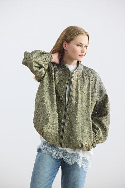 KADRİYE BAŞTÜRK Jakar Balon Form Slim Bomber Jacket Gold