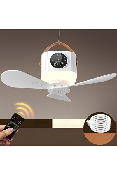 Choice مروحة سقف لاسلكية محمولة قابلة لإعادة الشحن، بيضاء اللون، سعة 7200 ملل...