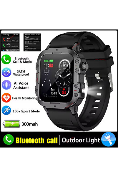 Choice ساعة ذكية عسكرية متينة سوداء مقاس 1.44 بوصة، إصدار 2026، للرجال، مزودة...