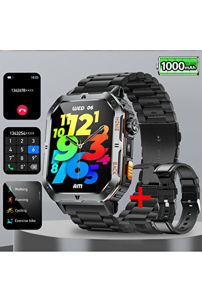 Choice ساعة ذكية عسكرية متينة جديدة للرجال، مزودة ببطارية LED سعة 1000 مللي أ...