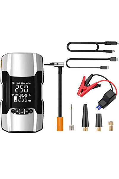 POLYGOLD 12000 Mah Akü Takviye Cihazi + 150PSİ Lastik Şişirme Hava Kompresörü...