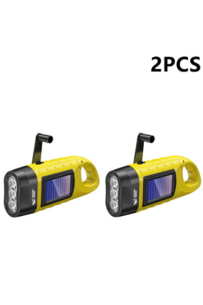 Choice مصباح يدوي محمول يعمل بالطاقة الشمسية، مزود بذراع تدوير يدوية، قابل لل...