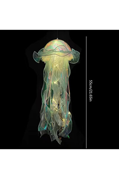 APWIKOGER مصباح ليلي على شكل قنديل بحر أخضر من ألويت، يعمل ببطارية زر، يُعلق ...