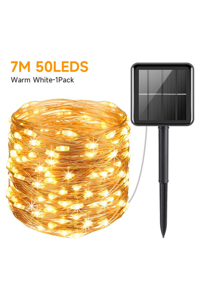 Choice سلسلة إضاءة LED تعمل بالطاقة الشمسية بطول 7 أمتار، مزودة بـ 50 مصباح L...