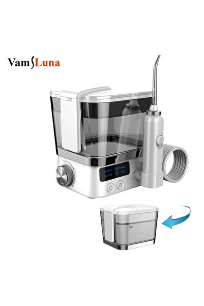 Choice جهاز ري فموي قابل لإعادة الشحن، رمادي وأبيض، مزود برأسين نفاثين، سعة 6...