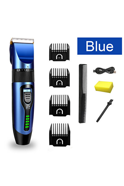 Choice ماكينة حلاقة شعر كهربائية زرقاء لاسلكية احترافية، شاشة LED، شفرة سيرام...