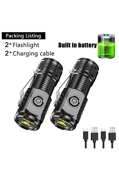 Choice مصباح يدوي صغير فائق السطوع أسود اللون، قطعتان، مزود بثلاثة مصابيح LED...