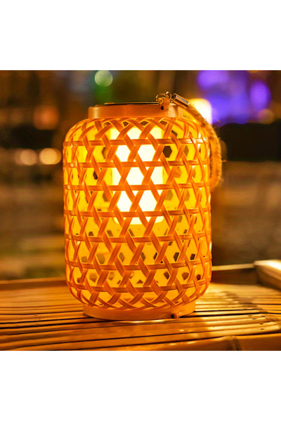 Choice فانوس من الخيزران يعمل بالطاقة الشمسية، أبيض دافئ، قطعة واحدة، 0-5 واط...