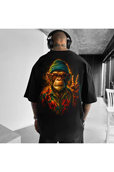 Kartier Tricou Negru Oversize Back To Monkey