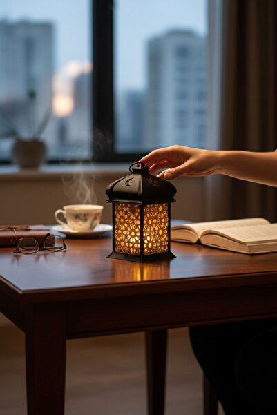 KUKO DESIGN Ramazan Feneri (Tealight LED Mum Hediyeli) Masaüstü Modern Işık D...