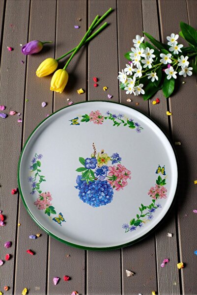 İnci Emaye 36 No. Enamel Presentation Pizza Food Camping Picnic, Dowry, Gift