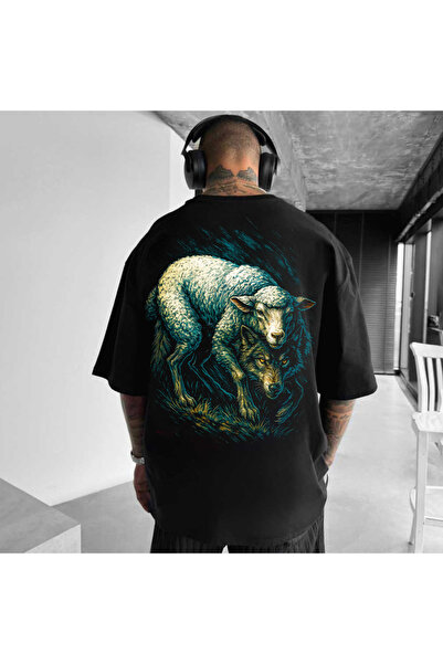 Kartier Tricou Negru Oversize Wolf In Sheep's Clothing