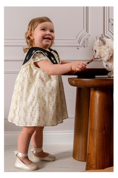 NoyNoy Baby 🌺 Çiçek Baskı & Nakışlı Kız Bebek Prenses Elbisesi Saç Bandı Hed...