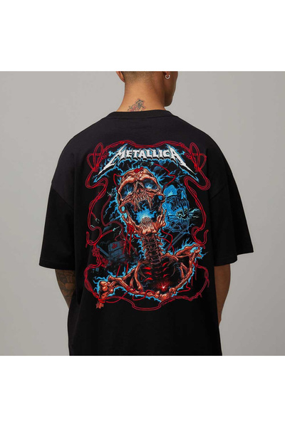 Kartier Tricou Negru Oversize Metallica Skeleton