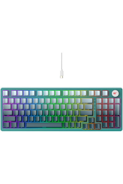 Havit RGB Keyboard with Lights 1.8m, 350mA for Gaming - (KB899L) - White / Green