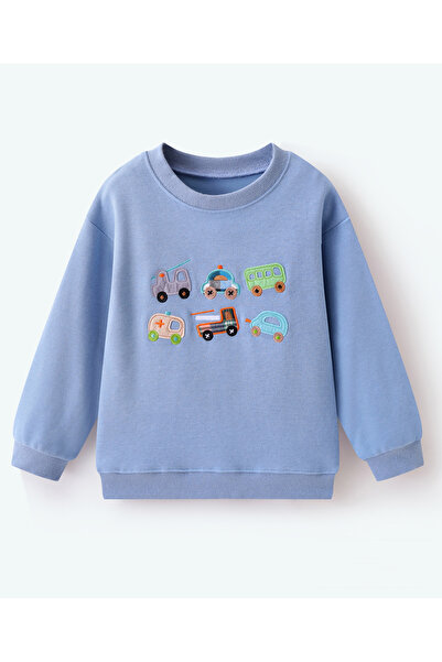 SAPS Vehicle Embroidered Full Sleeves Sweatshirt - Blue
