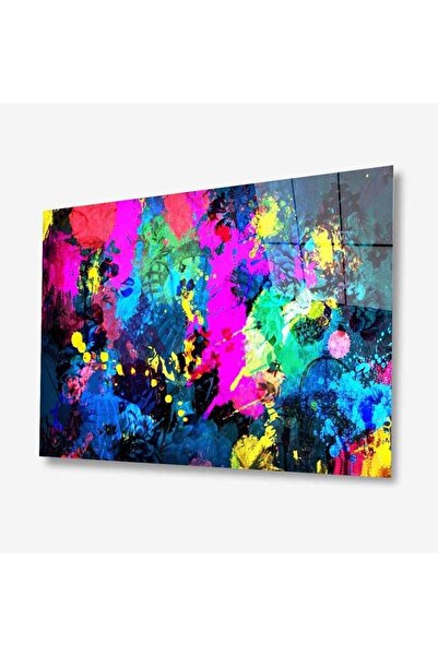 idealizbiz Pictură abstractă colorată pe sticlă, sticlă temperată durabilă de...