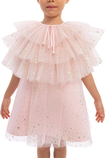 Pamina Girl's Layered Tulle Cape Pink Evening Dress 3-7 Years 36047Pr