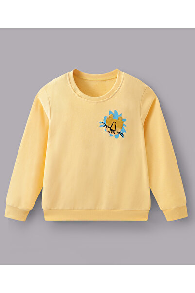 SAPS Lion Embroidered Full Sleeves Sweatshirt - Yellow