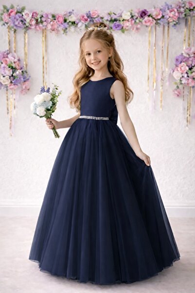 SUNEH Κοριτσίστικο φόρεμα χορού/φόρεμα πριγκίπισσας σε μπλε ναυτικό χρώμα με ...