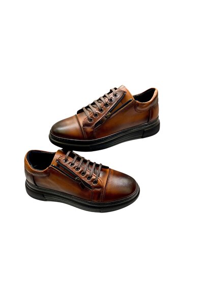 SULA Men's Lace-Up Zippered Inner and Outer Surface Leather Stitched Poly Sole