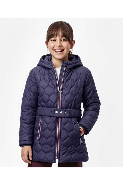 Pine kids Woven Full Sleeves Solid Color Hooded Quilted Jacket - Navy Blue