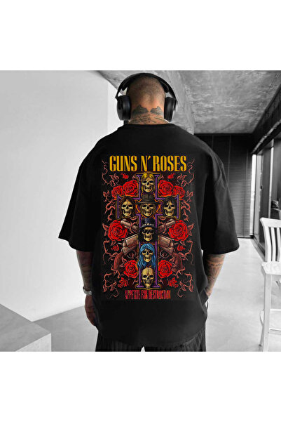 Kartier Tricou Negru Oversize Guns And Roses Destruction