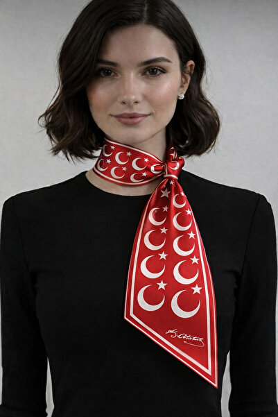 Mavi Masal Ataturk Signed and Star and Crescent Turkish Flag Tie / Scarf / Fo...