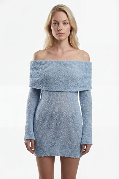 Noi Belis Carmen Yaka Mini Length Knitwear Dress Ss26El0002