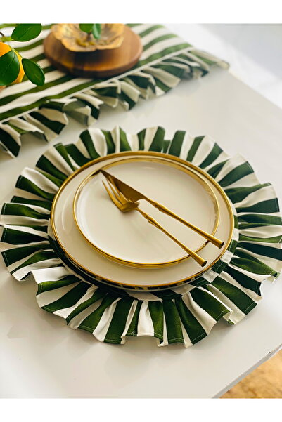 HOME OF BLOSSOM 2 قطعة من أطباق التقديم الأمريكية المستديرة ذات الخطوط الخضرا...