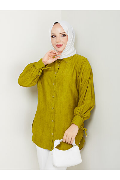 BETES Kadın Tesettür Kırışık Şık Rahat Gömlek