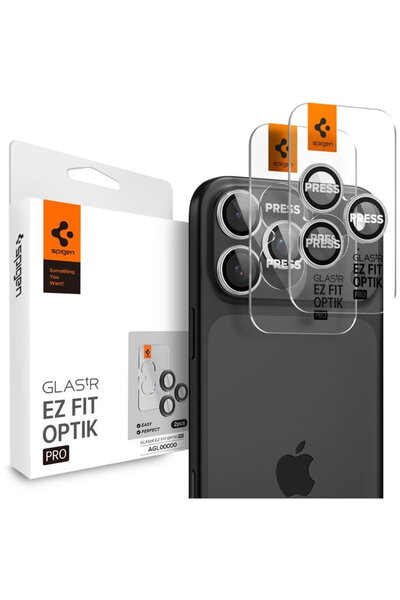Spigen Glass tR EZ Fit Optik Pro 2 Pack, silver - iPhone 17/16/15/14 Pro / 17...