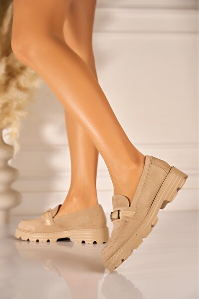 Joana Women's Casual Khaki Suede Leather Shoes 38