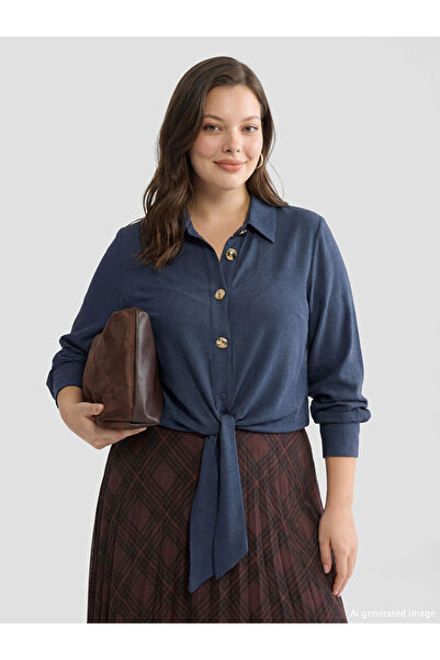 LC Waikiki Γυναικείο πουκάμισο με σχέδιο μπροστά Με δέσιμο