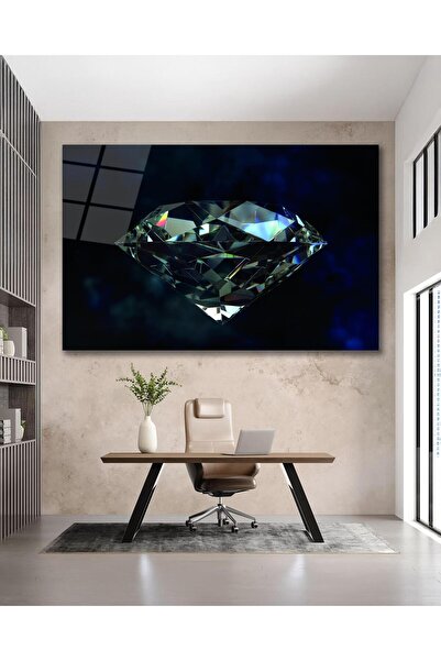 idealizbiz Tablou din sticlă cu diamante de cristal, cadou pentru birou, sufr...