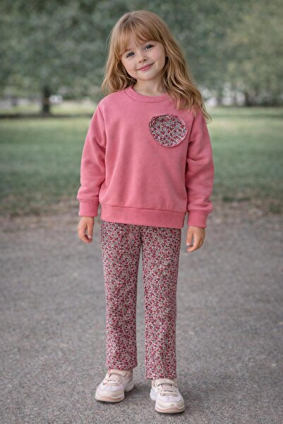 Miniminnakkidswear Hanorac pentru fete, set de jambiere cu flori