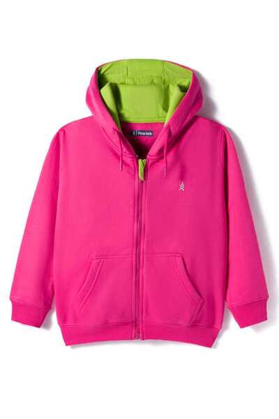Pine kids Knit Full Sleeves Solid Color Hooded Sweatjacket with Kangaroo Pock...
