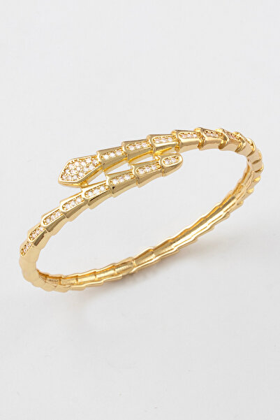 Sortie Aksesuar سوار من الفولاذ المقاوم للصدأ مزين بحجر الزركون على شكل ثعبان