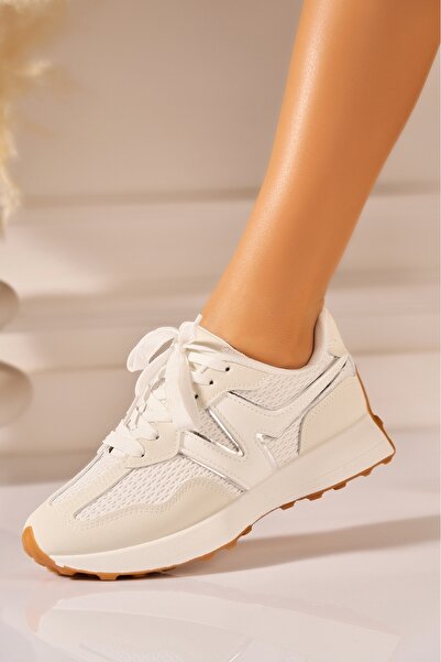 Joana White Trendy Women's Sneakers - Leather Size 40