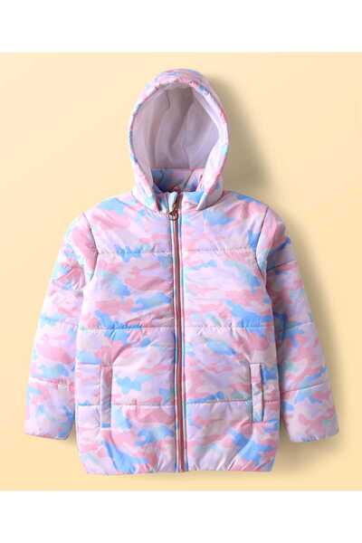 Pine kids Woven Full Sleeves Hooded Padded Jacket with Camouflage Print & Poc...