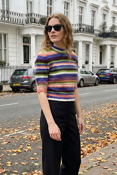 lamea Crew Neck Striped Seasonal Casual Women's Knitwear Sweater