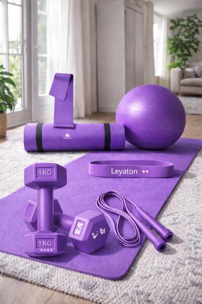 Leyaton Pilates Minderi 20 cm Pilates Topu Squat Band Direnç Lastiği Atlama İ...