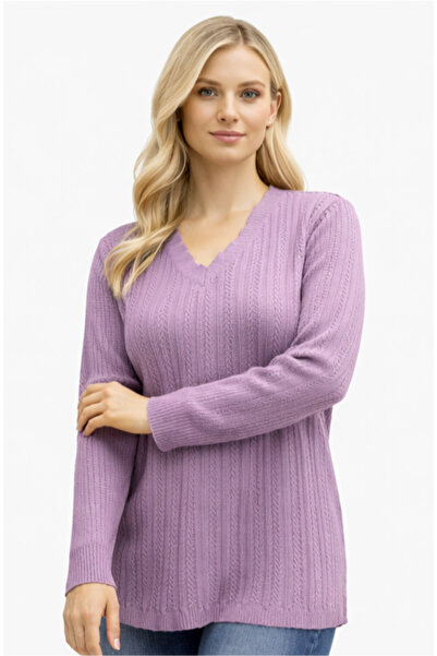 Stilmony Women's V-Neck Knitwear Flexible Lycra Mother's Seasonal Sweater