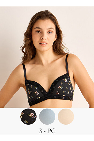 FAV Pack of 3 Plunge Bra Medium Coverage